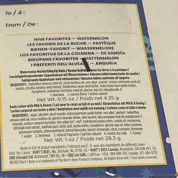 Burt's Bees Watermelon Lip Balm and Body Lotion Hive Favorites New in Gift Box - Picture 4 of 9